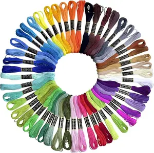 Friendship Bracelet String 50 Skeins Rainbow Color Embroidery Floss Cross Stitch Embroidery Thread Cotton Floss Bracelet Yarn, Craft Floss(Classic Color)