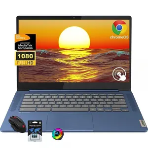 Lenovo 2026 Slim 3 14" FHD Touchscreen Chromebook | 8-Core MediaTek 520, Up to 16GB RAM, 64GB eMMC+128GB Micro SD, 13.5H Battery, WiFi 6, Chrome OS, Student Business Laptop with Bundle Accessory