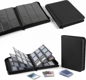 Toploader Binder, Trading Card Binder Holds 324 Cards 9 Pockets, Waterproof PU Leather & Anti-Yellowing PP Inserts, Ridge Tab Sorting Portable Top loader binder for cards(For Sports/Game Cards)