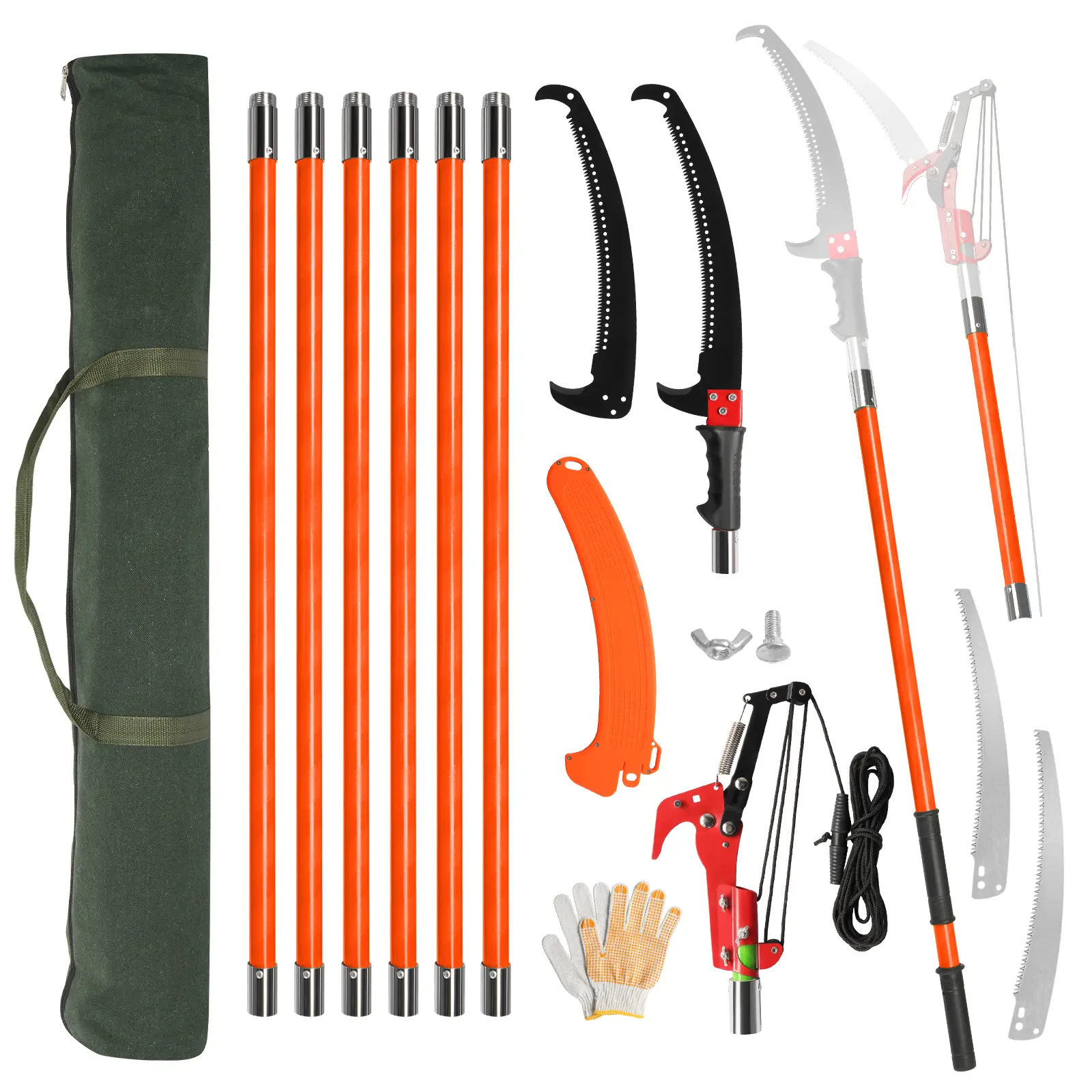 26 Feet Tree Pole Pruner Manual Branches Trimmer Tree Branch Garden Tools Loppers Hand Pole Saws Extendable Height