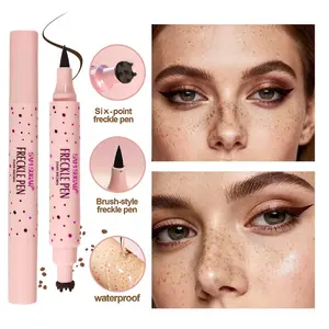 1 Pc Natural Freckles & Precise Lines - Dual-Ended Faux Freckle Stamp & Single Tip Makeup Pen - Waterproof, Smudge-Proof & Beginner-Friendly - Easy Application - Dualended Pen, Highpigment Ink, Smooth, Eyeliner Pen, Liquid Eyeliner