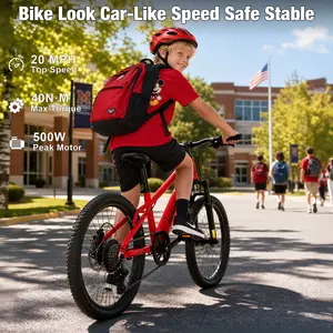 Rundeer Youth E-Bike Prince 500W Motor ｜ Lightweight Electric Mountain Bike ｜ 3 Riding Modes ｜ Up to 32 Miles Range ｜ 36V 10Ah Removable Battery Perfect for Teens & Outdoor AdventuresPerfect for School Commutes & Outdoor Rides
