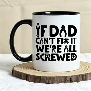 [MADE IN US] Coffee Mug With Wrench Spanner Handle - Dad Gifts From Daughter and Son Funny Ceramic Mug for Father's Birthday, Father's Day, Christmas - Dad Can Fix