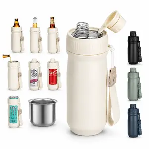 [Summervibes] Maxso 5-In-1 Vacuum Insulated Can Cooler, Drink Cover With Fizz Soda Lid For 12Oz 16Oz Regular Slim Cans And Beer Bottles, Multi-Purpose Cold Beverage Holder