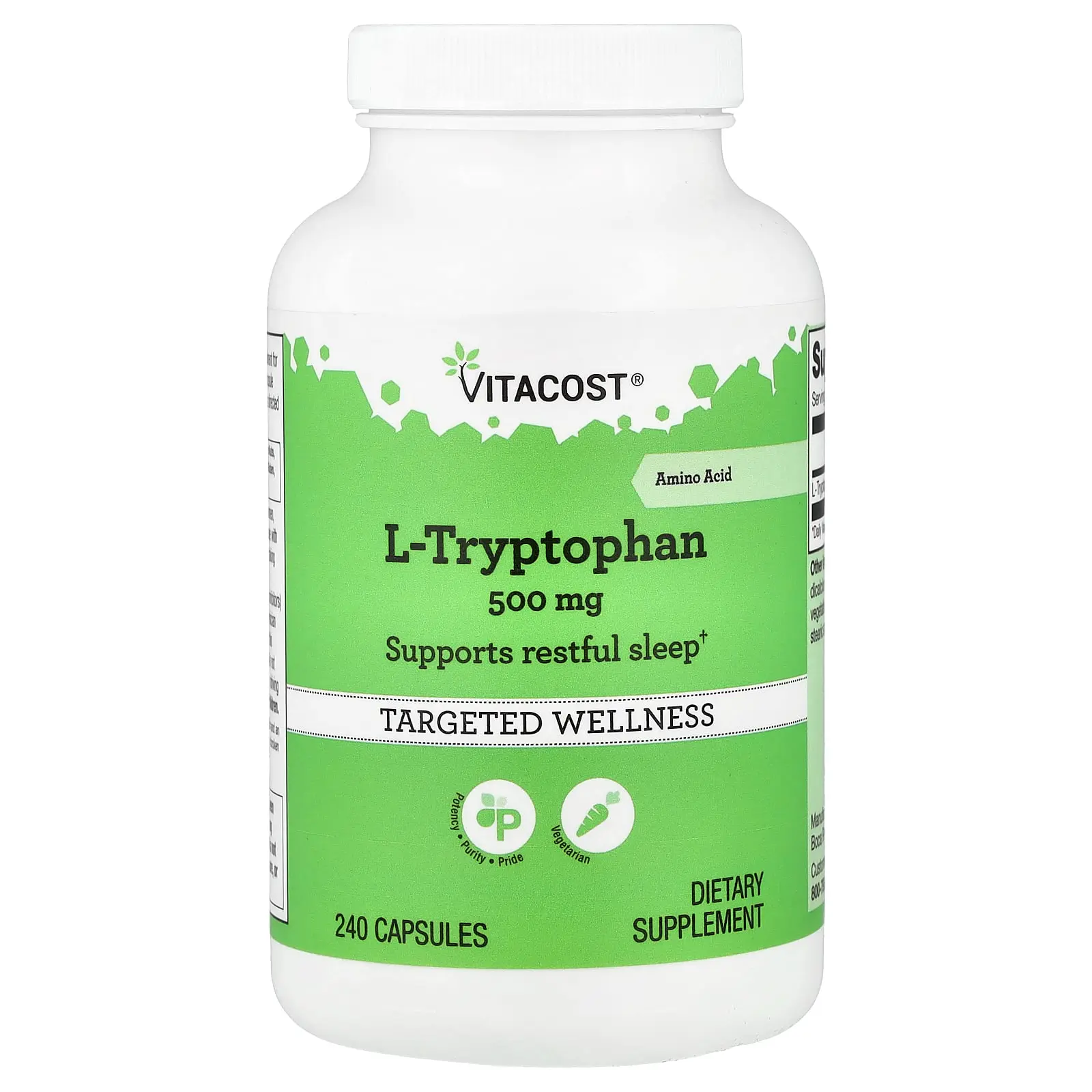Vitacost L-Tryptophan, 500 mg, 240 Capsules