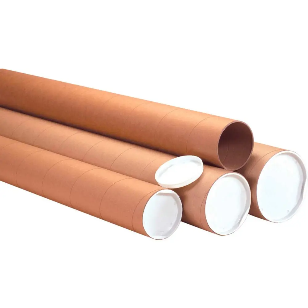 Global Industrial BP2280 4 Dia. x 36 in. Heavy Duty Mailing Tubes with Caps, Kraft - 0.125 in. Thick - Pack of 12
