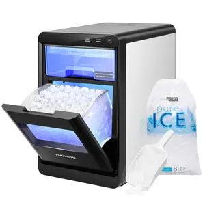 VIVOHOME Nugget Ice Maker Countertop, 45lbs/Day Pebble Ice Maker Machine, Soft Chewable Pellet Ice Machine with Self-Cleaning, Scoop, 10 Ice Bags, for Home Kitchen, RV, Camping, Office