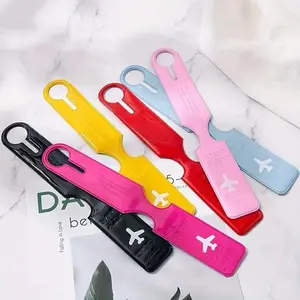 6 Piece Creative Airplane Pattern Luggage Tags, Travel Accessories, PU Leather Luggage Labels, ID Address Tags, Airport Boarding Tags