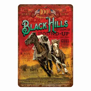 WSTKJW Cowboy Metal Signs Vintage Old Western Wall Decor for Home Kitchen Bar Patio Room Garage Retro Tin Poster Plaque 12"x8" Inch Horse Rodeo