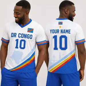 Personalized DR Congo Soccer Jersey, Father Son Matching Outfit, Custom Football Fan Gift 9D2