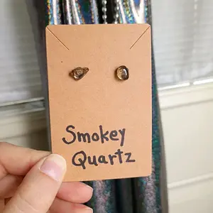 Smokey Quartz Crystal Stud Earrings