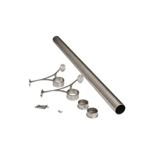 Outwater 4' Bar Foot Rail Kit - Complete Undercounter Mount Hardware and Tubing, Satin Stainless Steel Finish