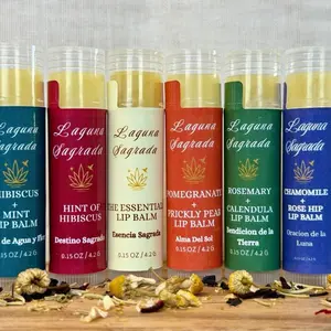 Laguna Sagrada organic Lip Balm Set of 6,  0.15 oz 4.2g Natural Moisturizing Lip Care
