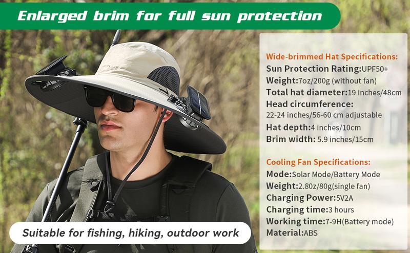 New Solar Fan Outdoor Fishing Hat-Solar Sun Protection Sun Hat with Fan Solar Fan Hat Dual Power Supply Fan Outdoor Fan