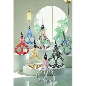 Vintage Blue Ornate Embroidery Scissors - Sharp Precision Craft Shears for Cross Stitch, Sewing, Paper Cutting & DIY Arts Supplies, Paper Cutters