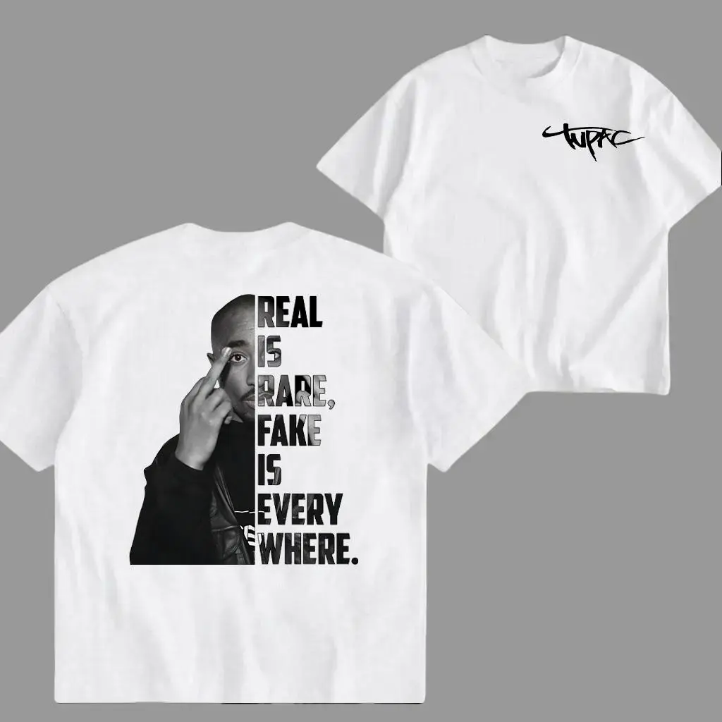 TuPac shirt, 2Pac Shirt, Real iz Rare, Retro Album Style Streetwear, Vintage Hip Hop Graphic shirt Style Top Cotton