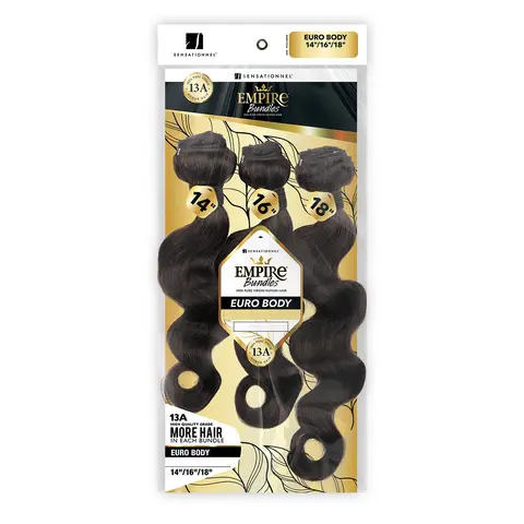 Sensationnel Virgin Human Hair Bundles - Empire Weave 3X Multi Pack, Long Loose Wave, Shed-Free, Natural Look Euro Body Hair Extensions, Unisex