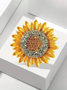Elegant Sunflower Rhinestone Brooch, Ladies' Floral Pin, Fashionable Accessory, Perfect for Dresses &, Unique Gift Idea, Jewelry