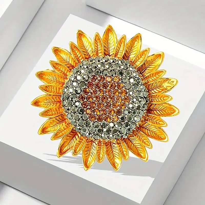 Elegant Sunflower Rhinestone Sparkling, Ladies' Floral Pin, Brooch Pin Clip, Fashionable Accessory, Perfect for Dresses &, Unique Gift Idea, Jewelry
