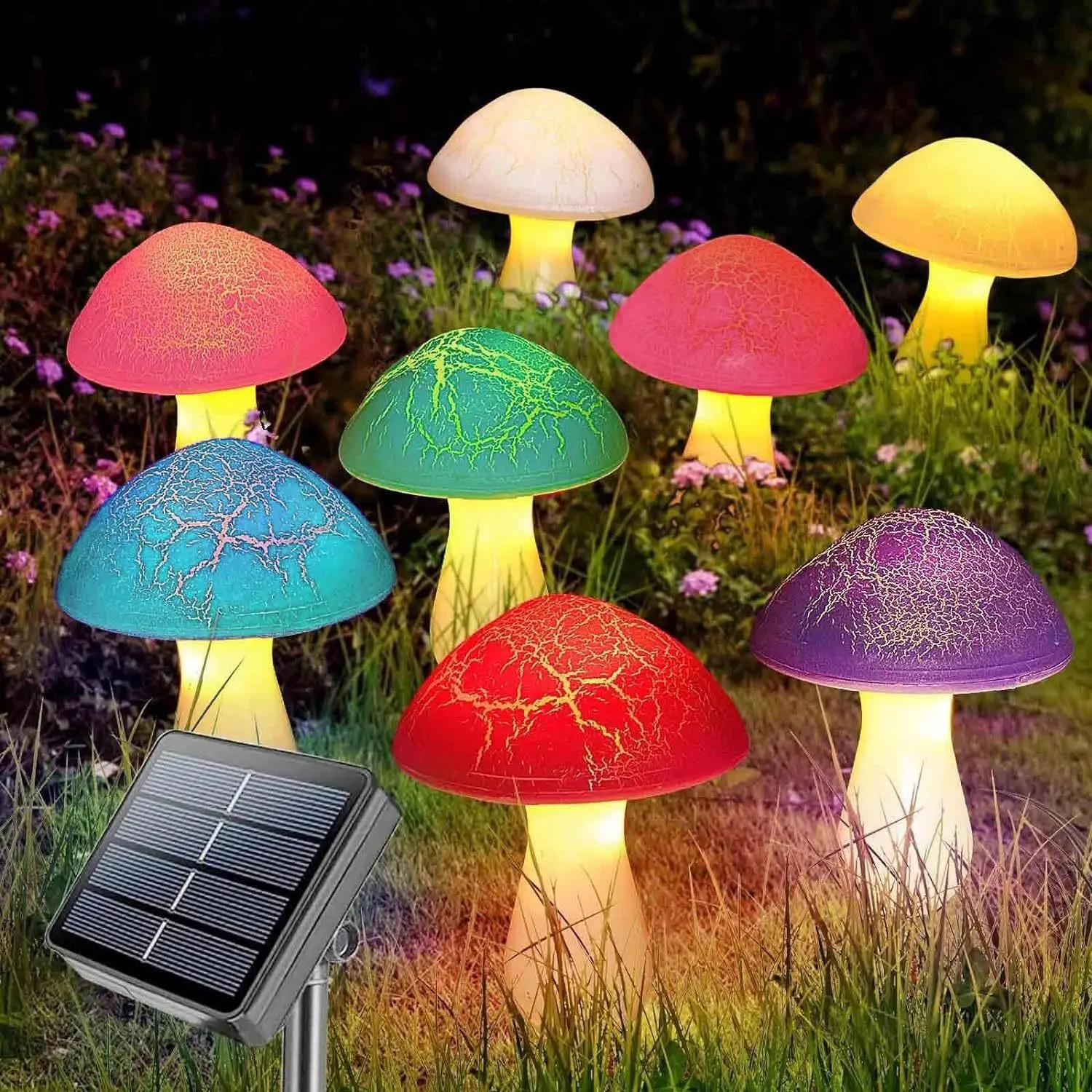 Solar Powered Garden Decorative Lights, 8 Counts Waterproof Solar Powered Mushroom Design Atmosphere Lamp, Outdoor Decoration Light for Yard & Garden