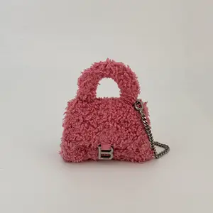 Pre-owned Balenciaga fur Crossbody Bags Furry hourglass small handbag with strap