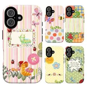 Cute Pastel Bug & Caterpillar Scrapbook Phone Case 11-17