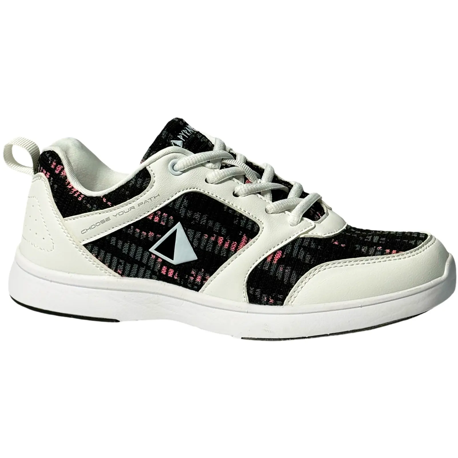 PYRAMID Women's Path Lite Hybrid Mesh Bowling Sports Shoes - Athletic Footwear, White-Digital Dusty Rose, Casual, Walking Shoes, Closed, Laces, Lightweight