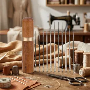 Professional Sewing Needle Set - Stainless Steel Anti-Rust Needles with Ergonomic Handles, Threader Assist, Non-Slip Grip & Vision-Friendly Design for Home Crafting and Precise DIY