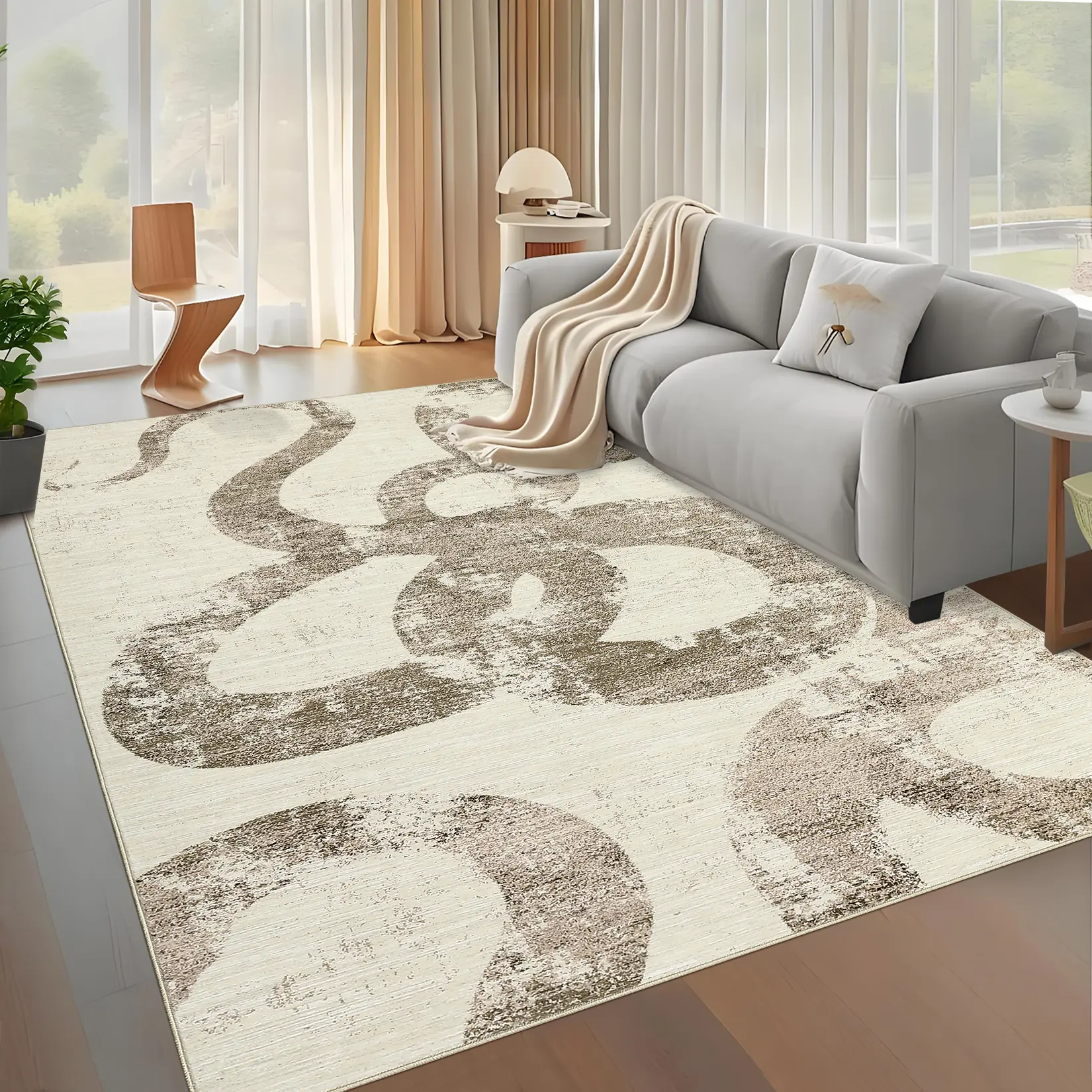 Abstract Lines Rug Modern Printed Carpet Washable Area Rug Living Room Decorative Thin Carpet For Bedroom Hallway Office Dining Room