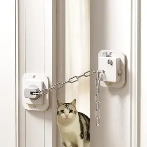 Door Latch & Stopper - Adjustable Strap from 1.5" to 10", 2-Pack Door Holder & Prop to Keep Door Open for Cats, No Tools Required