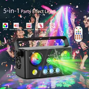 5 in 1DJ Disco Party Lights Battery Powered - Northern Laser Light Effect RGB Led Sound Activated Strobe Lighting with Remote Control for Indoor Birthday Halloween Karaoke Club KTV