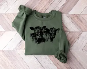 Cow Sweatshirt, Cow Shirt, Western Sweatshirt Cottagecore Clothing Cow Sweater, Comfort Western Wear Gift