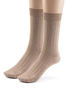 Silky Toes Lenzing™ Modal Men’s Dress Crew Socks, Solid and Designed Super Soft Socks Multi Pack (13-15, Khaki - 2 Pair)