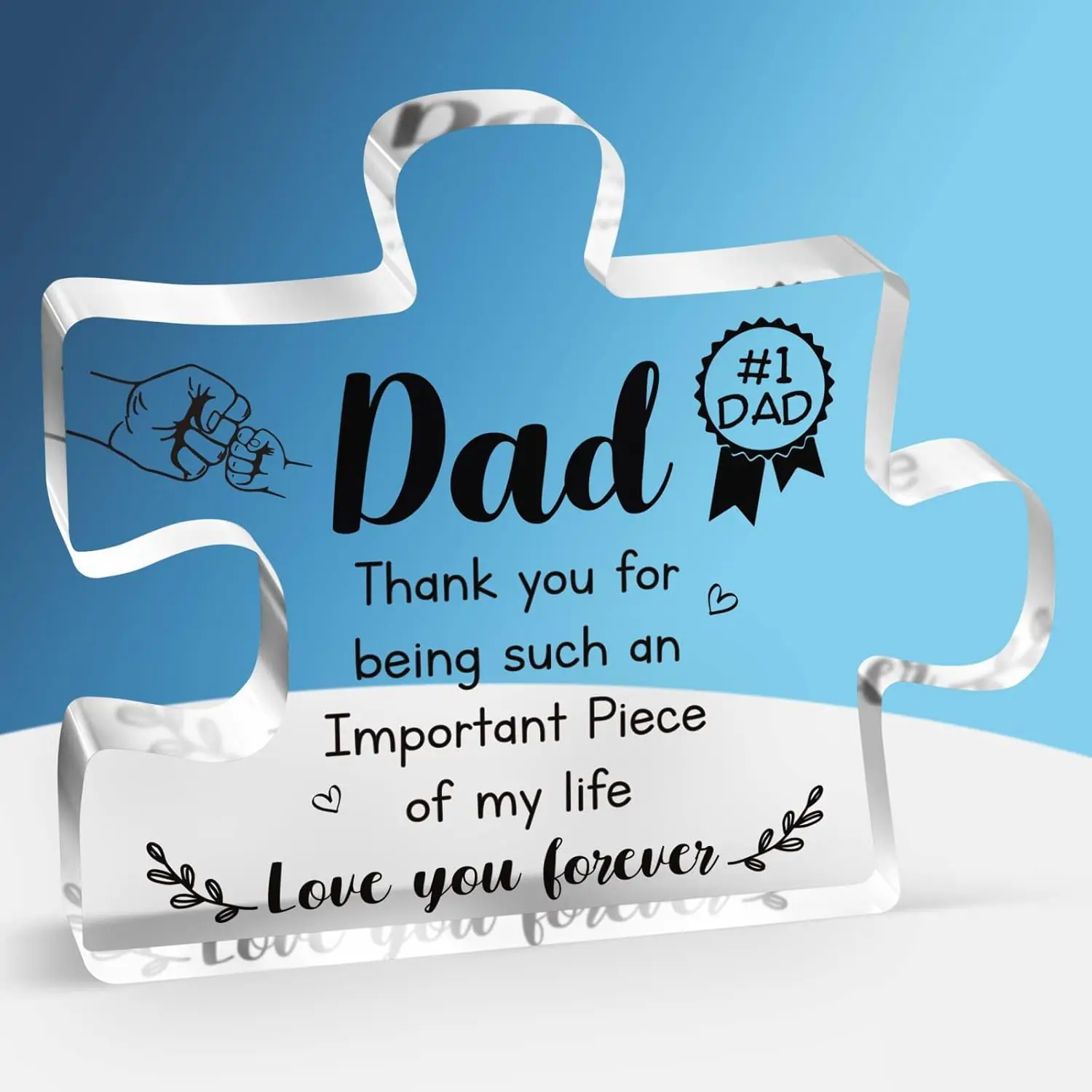 Dad Christmas Gifts Delicate Acrylic Block Puzzle Piece 3.9 x 3.3 inch Engraved Personalized Decorations for Father's Day Birthday Christmas Ideas from Daughter Son