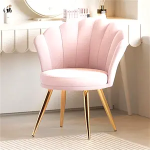 Velvet Accent Chair With Gold Metal Legs, Vanity Chair For Makeup Room, Upholstered Guest Chair For Living Room, Side Chair For Bedroom