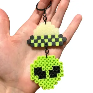 Perler Bead Alien and UFO Keychain - Accessories