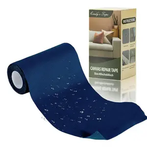 Linen Canvas Repair Tape, 4×63 Inches Blue Waterproof Self-Adhesive Patch for Outdoor Gear, Durable Fabric Tape for Boat Covers, Tents, Couch, Sofas, Sun Shades, Awnings and Lounge Chairs