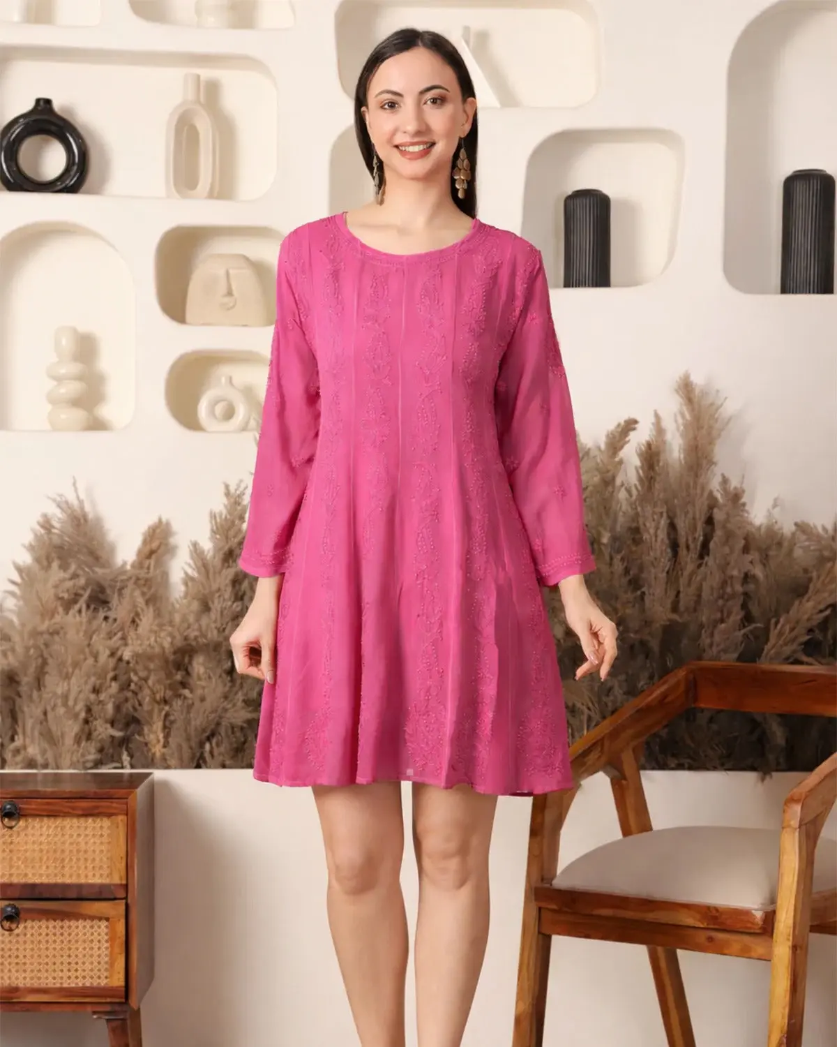 Rhea Georgette Magenta Chic Dress