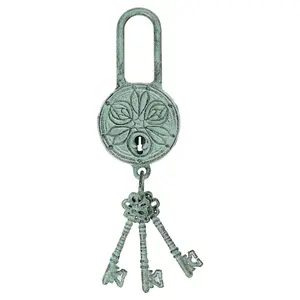 Sungmor Vintage Cast Iron Decorative Padlock and Keys-Rustic Wall Hanging,Ornate Lock Sculpture for Home,Farmhouse & Boho Decor、