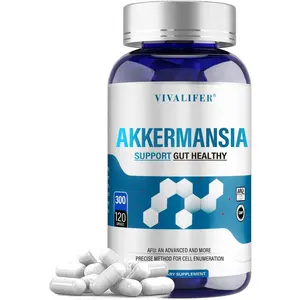 Akkermansia Probiotic Supplement, Ultra High Strength 300 Billion AFU Live Strain Supports Gut Health, Immune & Overall Health - Increases GLP-1 Production - Suitable for Men & Women - 120 Capsules