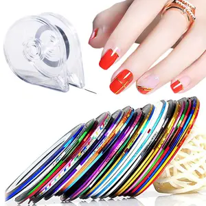 30 Colors 2PCS Nail Striping Tape Line with Nail Tape Dispenser Roller, DIY Nail Art Decoration Stickers Kit Manicure Tools for Women Girls Nail Tip Decor