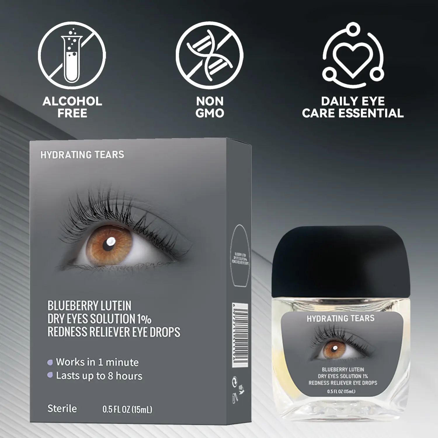 Dry Eye Relief Eye Drops, Sterile Soothing Moisturizing Formula, Refreshing Eyedrops for Dry & Astringent Eyes, Preservative Free Eye Care Product 15ml