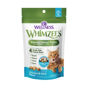 Wellness Whimzees Small Cat Dental Crunchy Treats - Chicken & Tuna Flavor, 2 oz Dental Chews