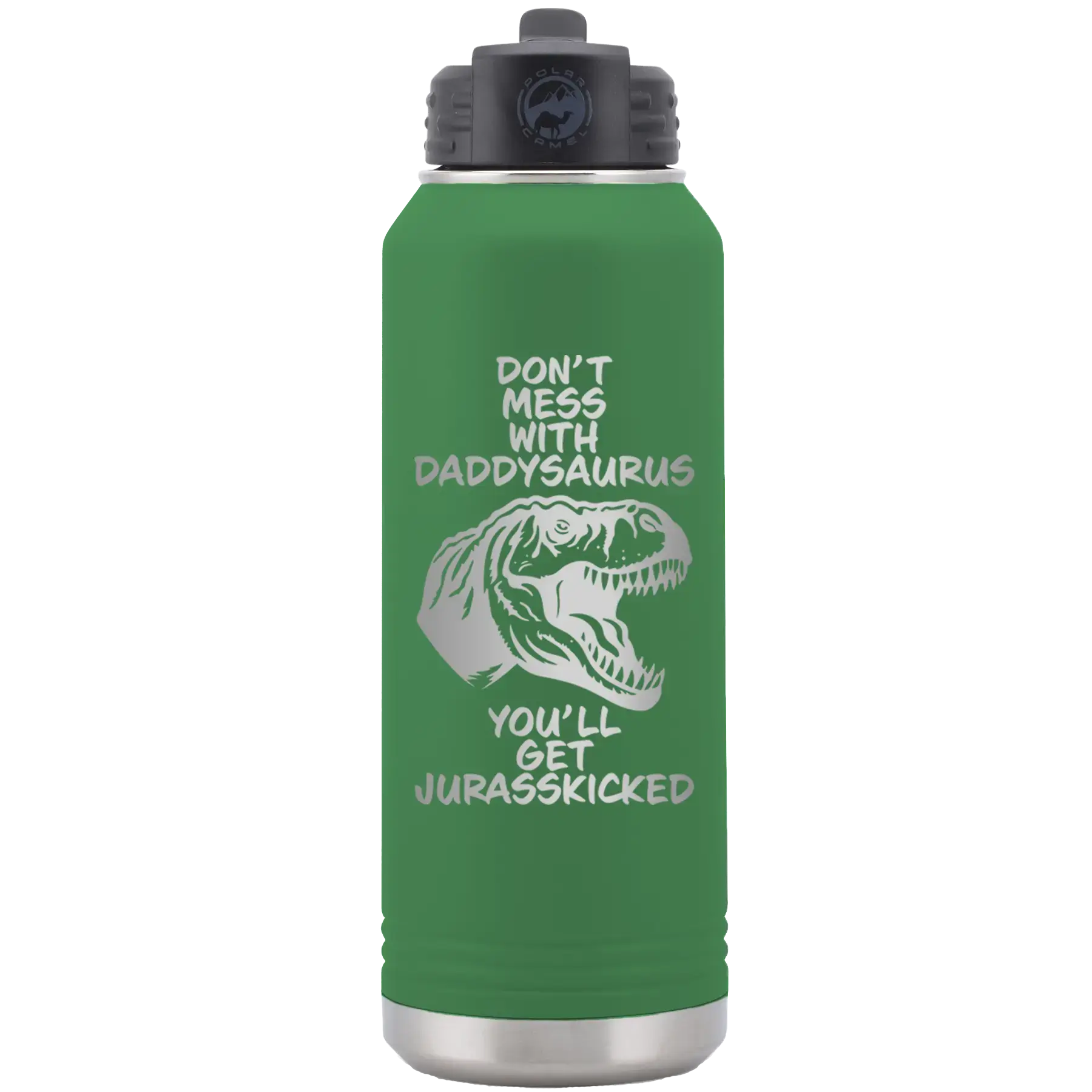 Personalized Daddysaurus 32 oz Water Bottle - Green