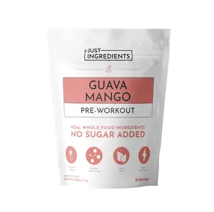 Just Ingredients Guava Mango Pre-Workout | 30 Servings | Pre-Workout with Caffeine | BCAA Blend, Beta Alanine, Citrulline Malate, Ginseng, Maca Root, Taurine | Supports Energy, Endurance & Focus*