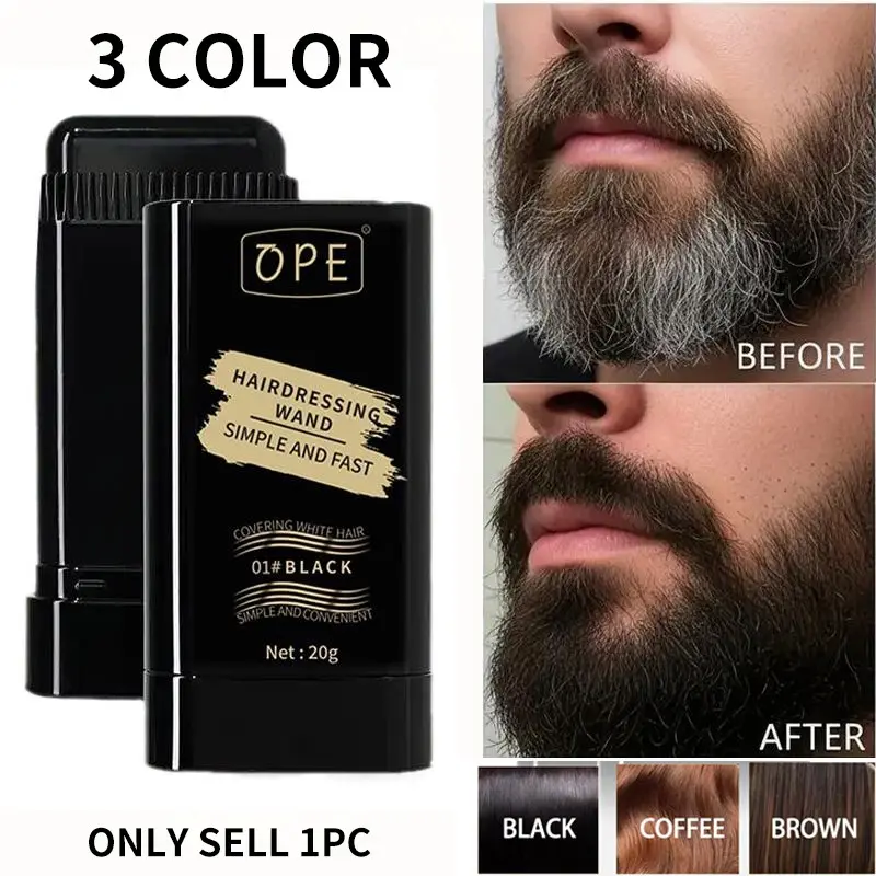 3-Color Quick Touch-Up Hair & Beard Dye Stick, Hair Root Touch Up, Covers Grey Hair, Waterproof Long-Lasting Portable Temporary Color for Gray Hair Coverage with Natural Finish