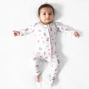 Bellabu Bear Mermaid Bamboo Convertible Footie for Baby Girls Bodysuit