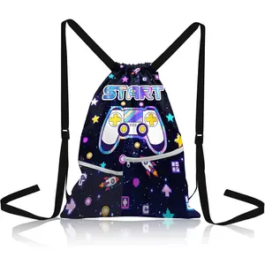 Printed Drawstring Backpack with Mesh Pocket, Drawstring Bags Backpack , Large Lightweight Bag Swim Gym, Backpacks  Bags  for Boy,  Draw String Bag for Boy