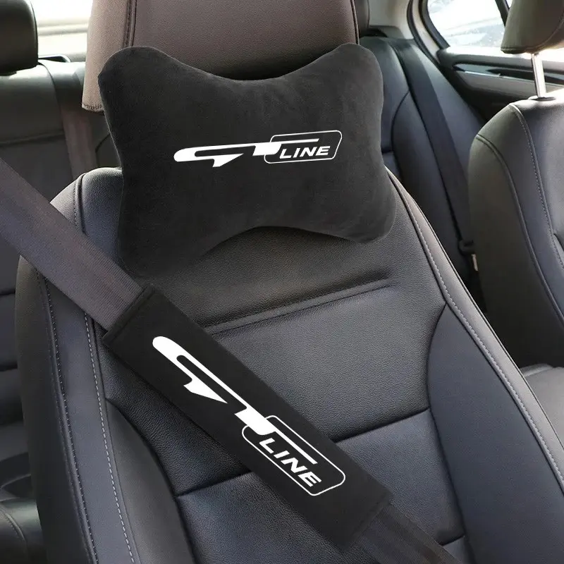 Fashion Car Seat Belt Shoulder Pads, Cervical Spine Headrest Neck Pillow, Auto Accessories for Kia Gtline Picanto Sportage Ceed Proceed