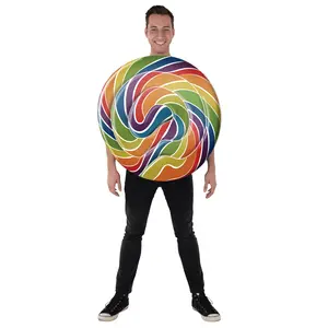 Lollipop Costume For Adults & Kids | Sweet Candy Tunic with Adjustable Hook & Loop Shoulder Strap - Perfect For Halloween, Candyland Theme Party & Birthday Party Dress Up